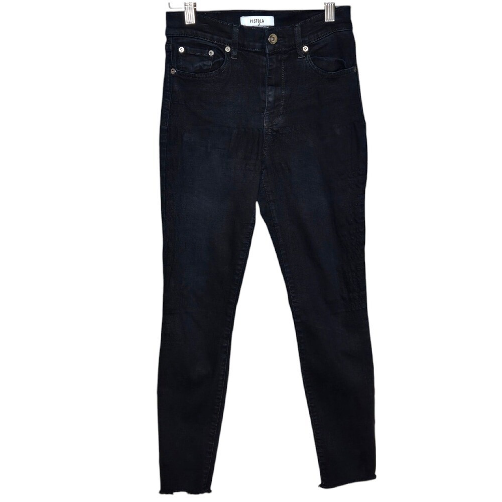 Pistola Black Wash High Rise Raw Hem Stretch Skinny Jeans Size 27‎ Flaw